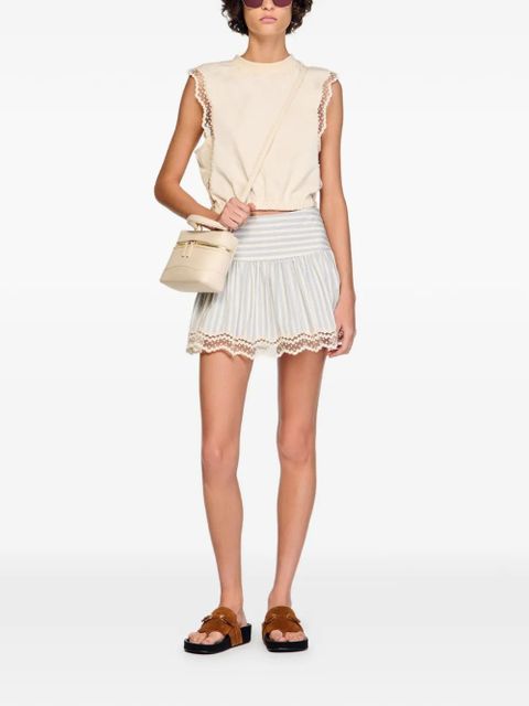 SANDRO crew neck lace-trim top - Neutrals - zdjęcie produktu nr 2