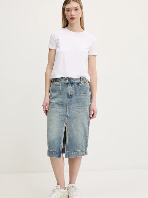 Guess Originals spódnica jeansowa kolor niebieski midi prosta W5RG35 D4XY0 - zdjęcie produktu nr 2