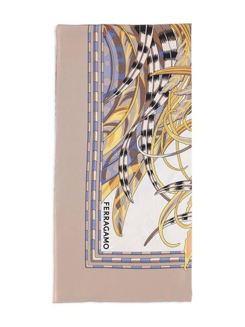 Ferragamo rooster-printed square scarf - Neutrals - zdjęcie produktu nr 1