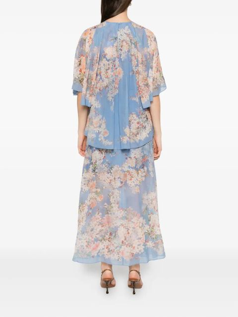 ZIMMERMANN floral-print ruffled dress - Blue