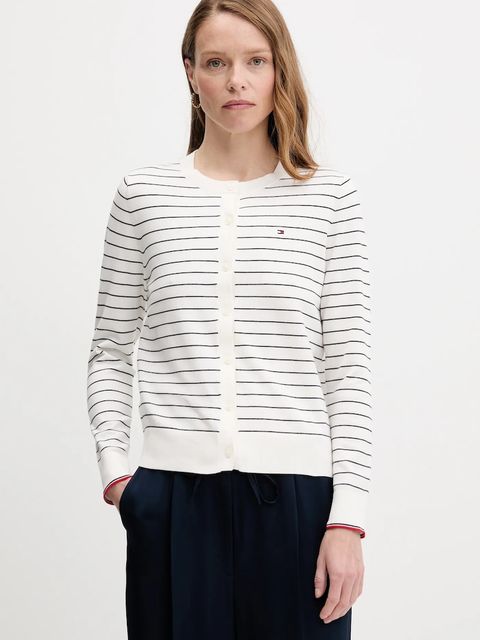 Tommy Hilfiger kardigan damski kolor beżowy lekki WW0WW42370 - zdjęcie produktu nr 1