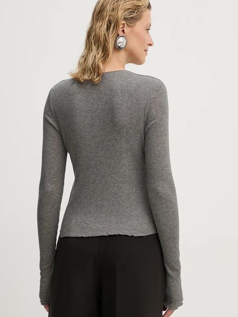 Samsoe Samsoe kardigan z domieszką wełny SASONNET kolor szary lekki F24300033