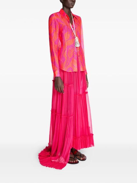 DRIES VAN NOTEN patterned silk shirt - Orange