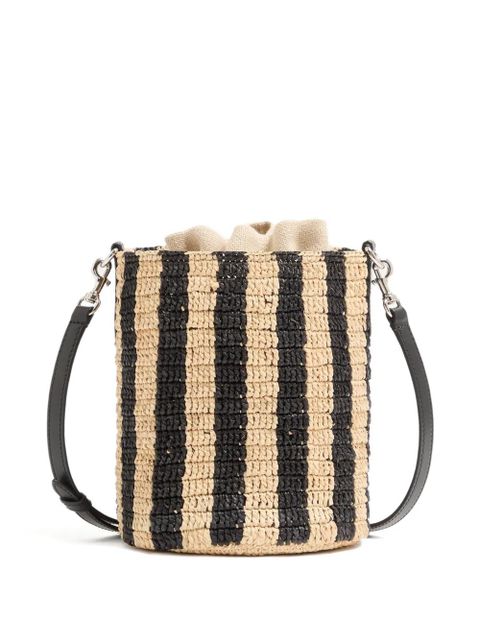 Valentino Garavani small striped raffia bucket bag - Neutrals