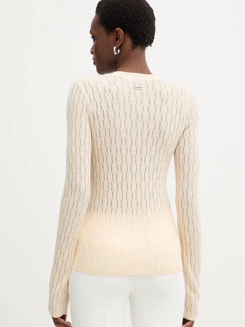 Patrizia Pepe sweter z dodatkiem wełny damski kolor beżowy lekki 8K0367 K307