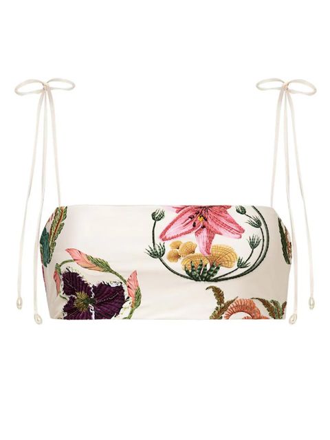 Agua By Agua Bendita Primavera Marina floral-embroidered bikini top - White - zdjęcie produktu nr 1