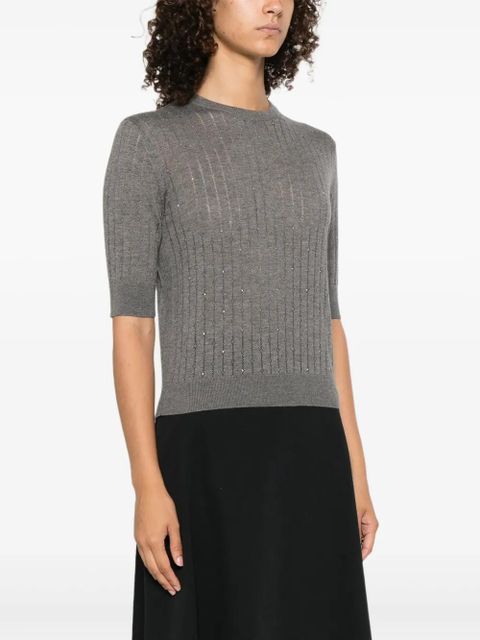 Max Mara embellished ribbed sweater - Grey