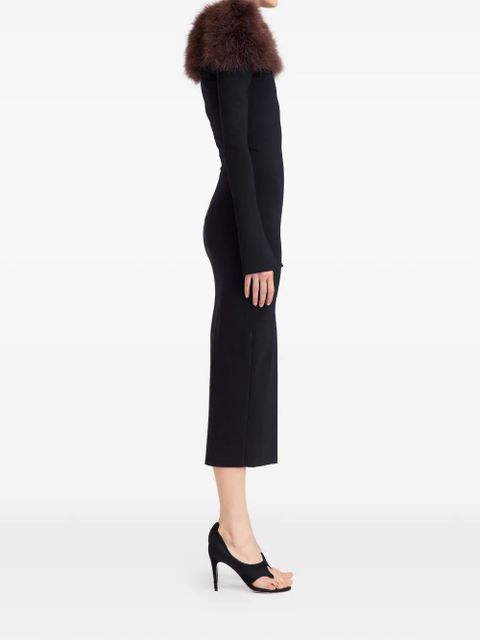 16Arlington Canter feather-trim midi dress - Black
