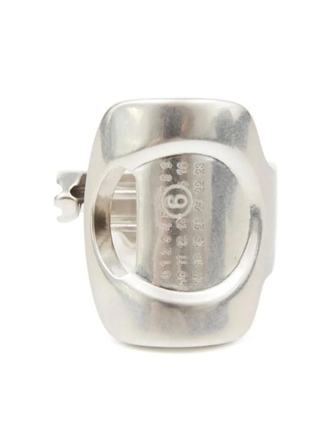MM6 Maison Margiela numbers-engraved cut-out ring - Silver - zdjęcie produktu nr 1