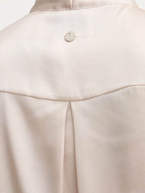 Joop! koszula damska kolor beżowy relaxed z wiązanym dekoltem 30048645