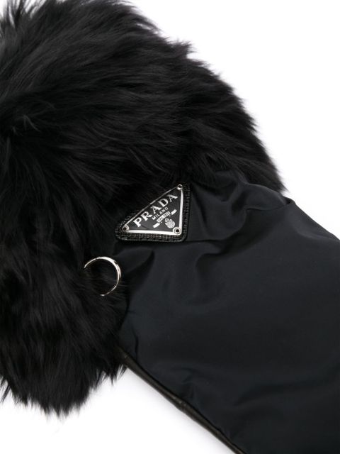 Prada faux-fur leather gloves - Black - zdjęcie produktu nr 2