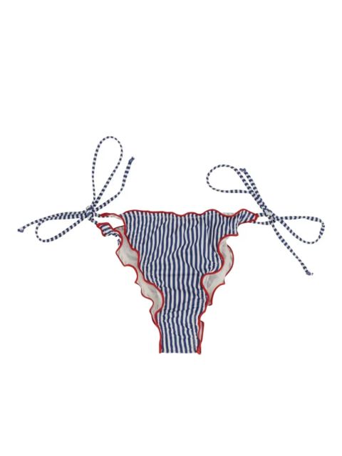 MC2 Saint Barth striped-pattern ruffled bikini bottom - Blue