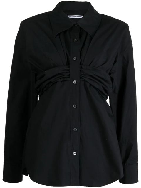 Alexander Wang ruched-detail cotton shirt - Black - zdjęcie produktu nr 1