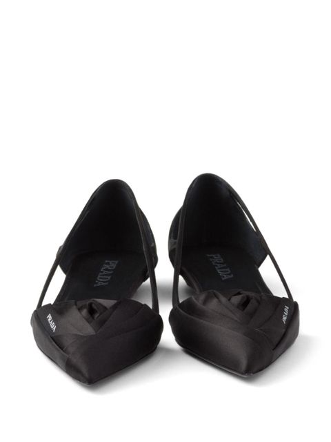 Prada satin-finish cut-out ballerina shoes - Black