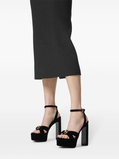 Versace 140mm Gianni Ribbon velvet sandals - Black
