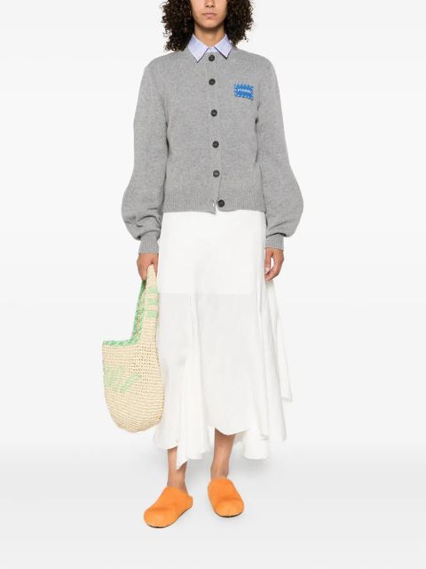 Marni button-fastening logo-patch cardigan - Grey