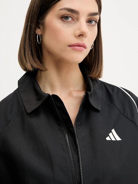 adidas koszula Stadium damska kolor czarny relaxed z kołnierzykiem klasycznym JL6889