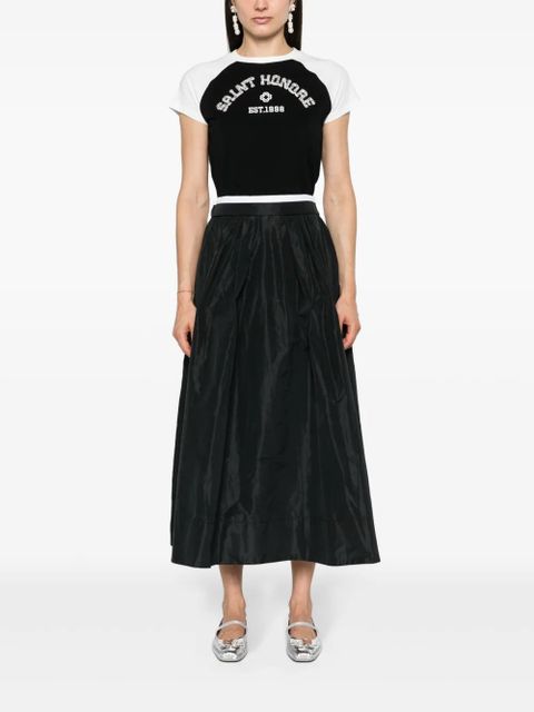 Maje contrast-waistband midi skirt - Black