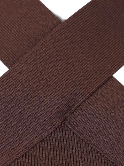 Cult Gaia cross-neck ribbed top - Brown