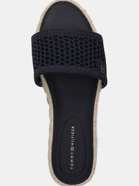 Tommy Hilfiger klapki KNIT MESH ESPADRILLE FLAT SANDAL damskie kolor granatowy FW0FW08744
