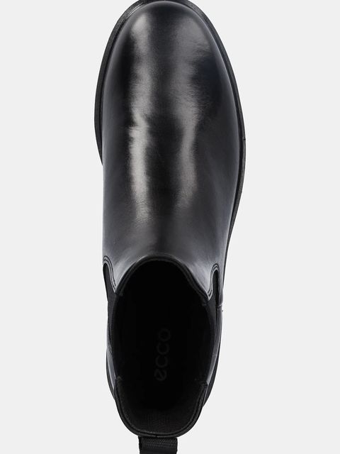 Ecco sztyblety skórzane Metro Vienna Chelsea damskie kolor czarny na płaskim obcasie 231323-01001