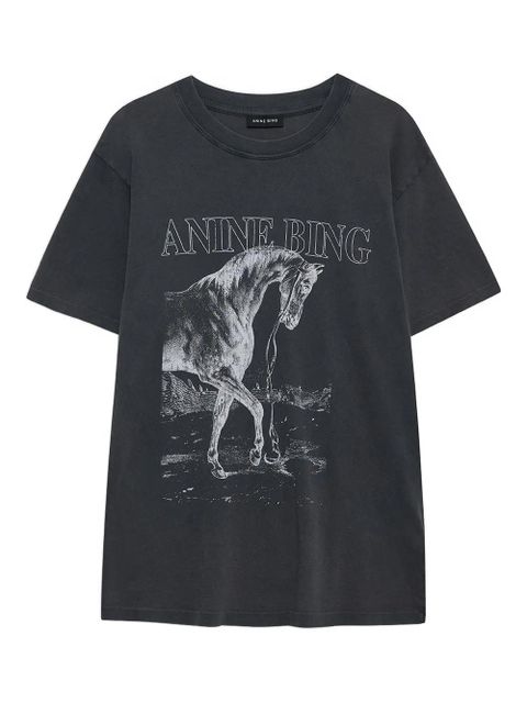 ANINE BING Lili horse-print T-shirt - Black - zdjęcie produktu nr 1
