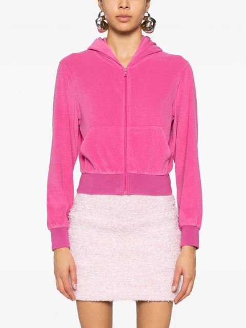 Balenciaga rhinestone-logo zipped hoodie - Pink