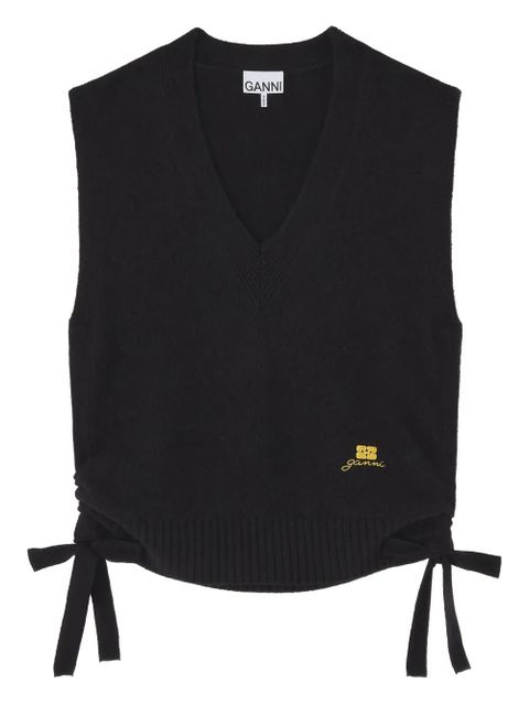 GANNI tie-detail V-neck vest - Black - zdjęcie produktu nr 1