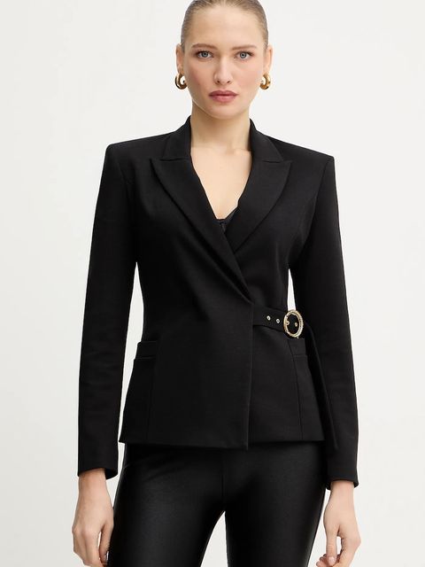 Just Cavalli marynarka z dodatkiem wiskozy kolor czarny jednorzędowa gładka 79PAQ705 J0092 - zdjęcie produktu nr 1