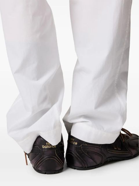 Miu Miu embroidered-logo poplin trousers - White