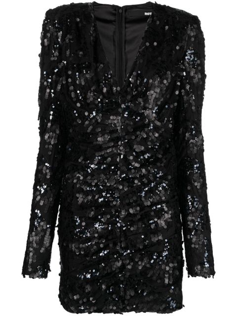 ROTATE BIRGER CHRISTENSEN sequined ruched minidress - Black - zdjęcie produktu nr 1