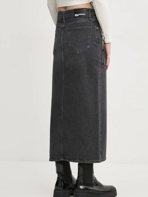 Karl Lagerfeld Jeans spódnica jeansowa kolor szary midi prosta A1W12008