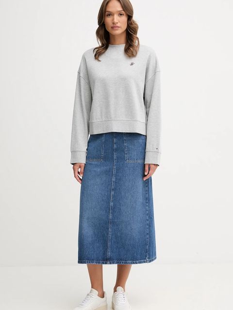 Tommy Hilfiger bluza damska kolor szary gładka WW0WW46152 - zdjęcie produktu nr 2