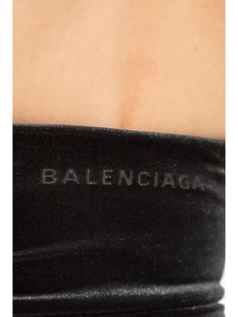 Balenciaga logo-print sweetheart-neck swimsuit - Black