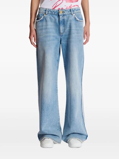 Balmain frayed-trim straight-leg jeans - Blue