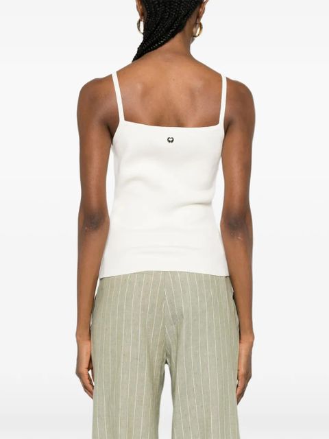 Maje square-neck ribbed top - Neutrals