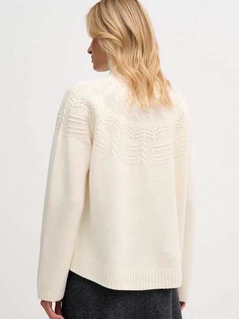 Tommy Hilfiger sweter wełniany damski kolor beżowy z golfem WW0WW47645 - zdjęcie produktu nr 2