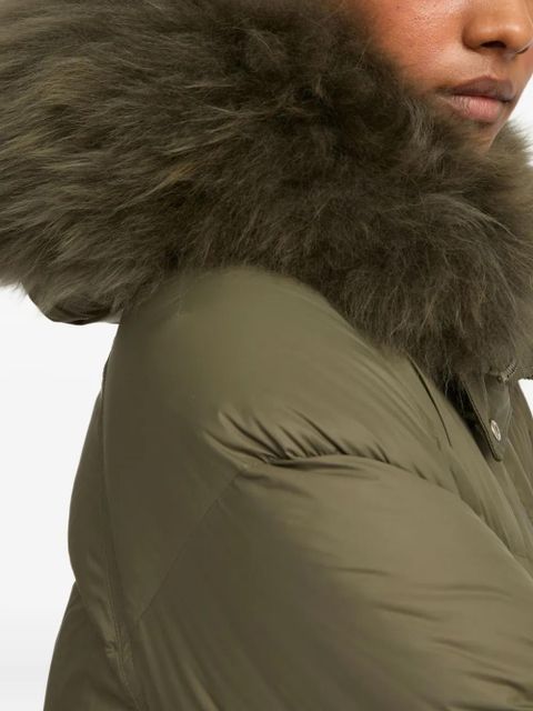 Yves Salomon shearling-trimmed down coat - Green