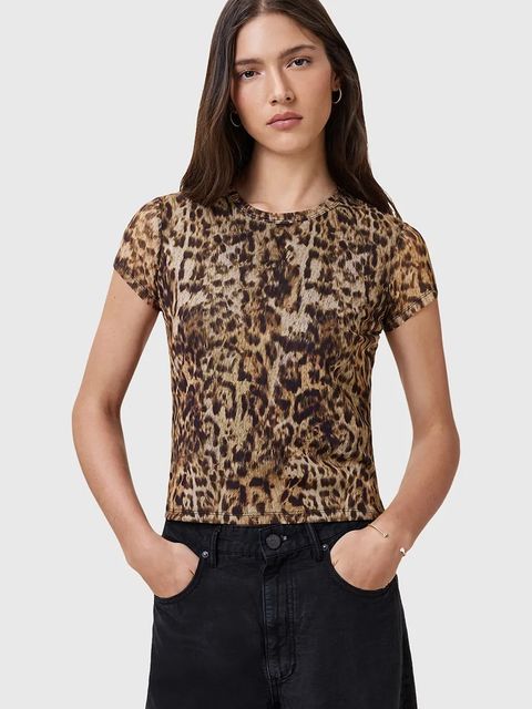 AllSaints bluzka ELLIE damska kolor brązowy wzorzysta W266JC - zdjęcie produktu nr 1