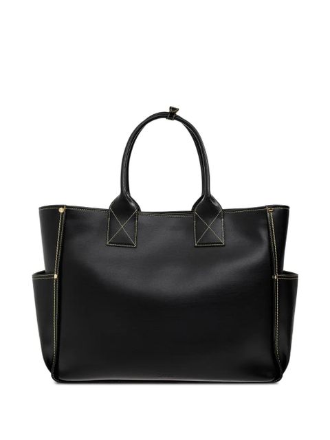 GANNI logo-tag multi-pocket tote bag - Black