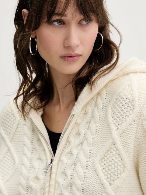 Rotate sweter z dodatkiem wełny damski kolor beżowy 114302857