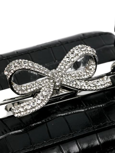 Self-Portrait bow-detail top-handle mini bag - Black