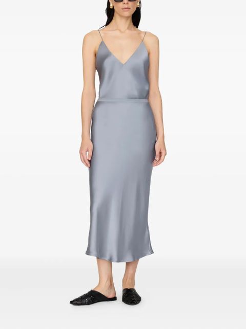 ANINE BING Bar bias-cut silk skirt - Grey - zdjęcie produktu nr 2