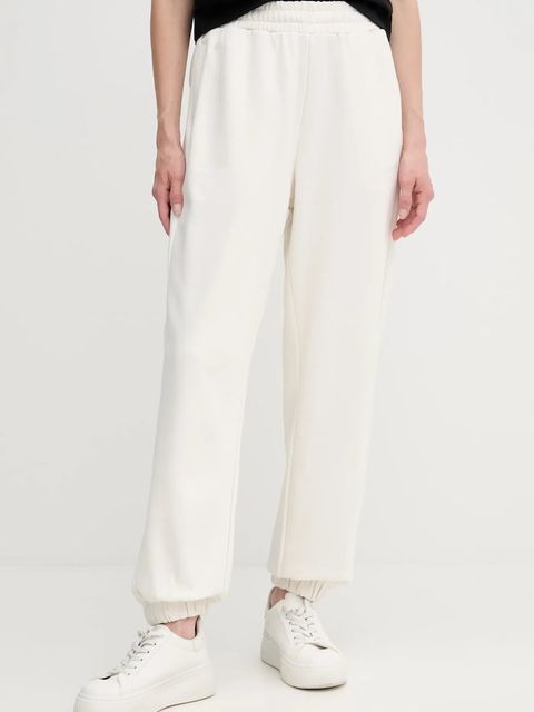 Calvin Klein spodnie dresowe bawełniane damskie kolor beżowy gładkie LV044C904G - zdjęcie produktu nr 1