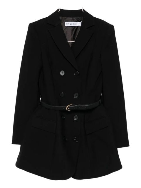 Self-Portrait belted double-breasted dress - Black