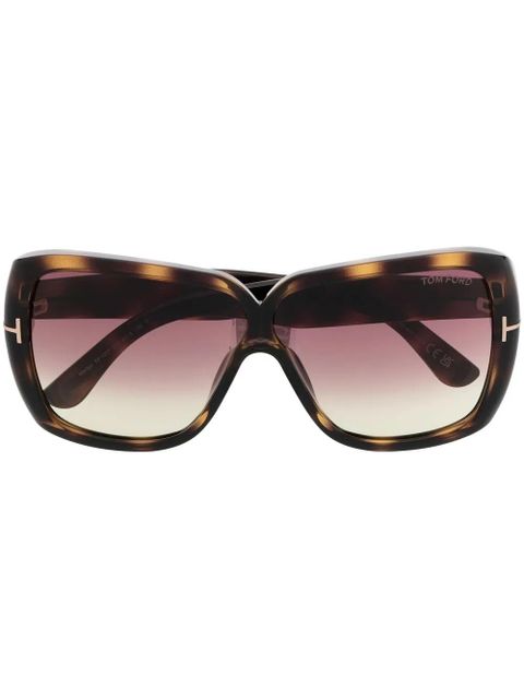 TOM FORD Eyewear tortoiseshell oversized frame sunglasses - Brown - zdjęcie produktu nr 1