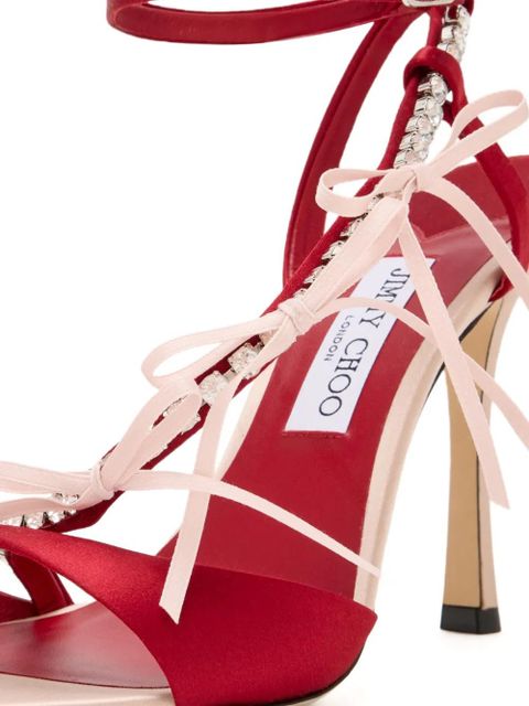 Jimmy Choo Lula crystal ribbon heeled sandals - Red