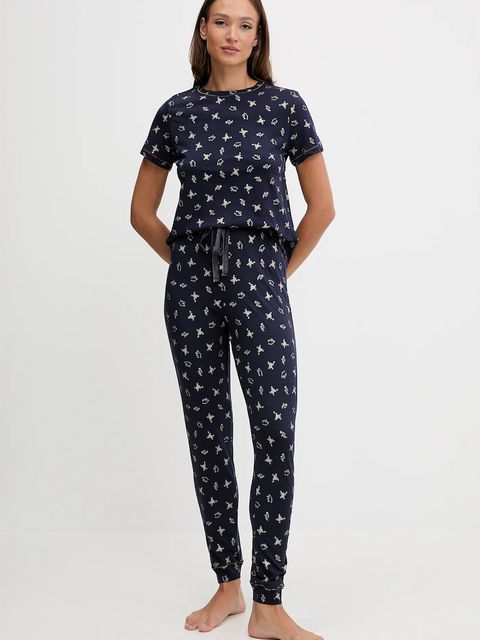 women'secret piżama bawełniana damska kolor granatowy bawełniana 3132233 - zdjęcie produktu nr 1