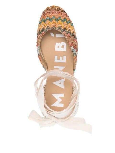 Manebi 100mm woven raffia espadrilles - Neutrals