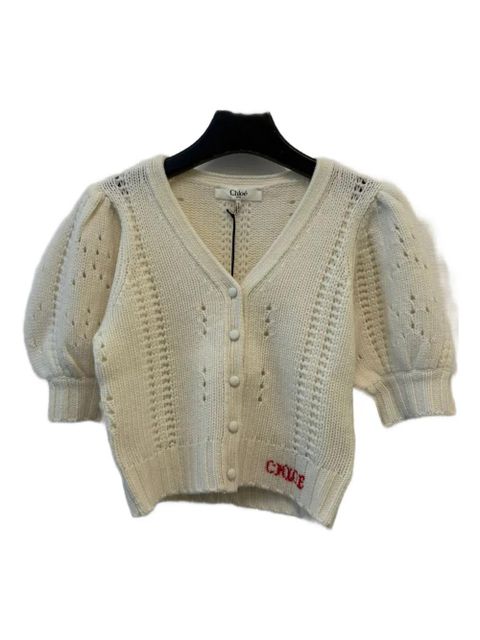 Chloé button puff-sleeve cardigan - White